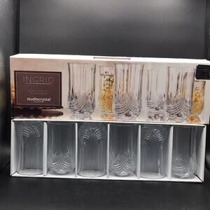 Ingrid Collection Studio Crystal Six Crystal 10oz All Purpose Glasses #43865 NIB